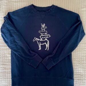 Farm animal screen printed  crewneck sweatshirt - S/Navy